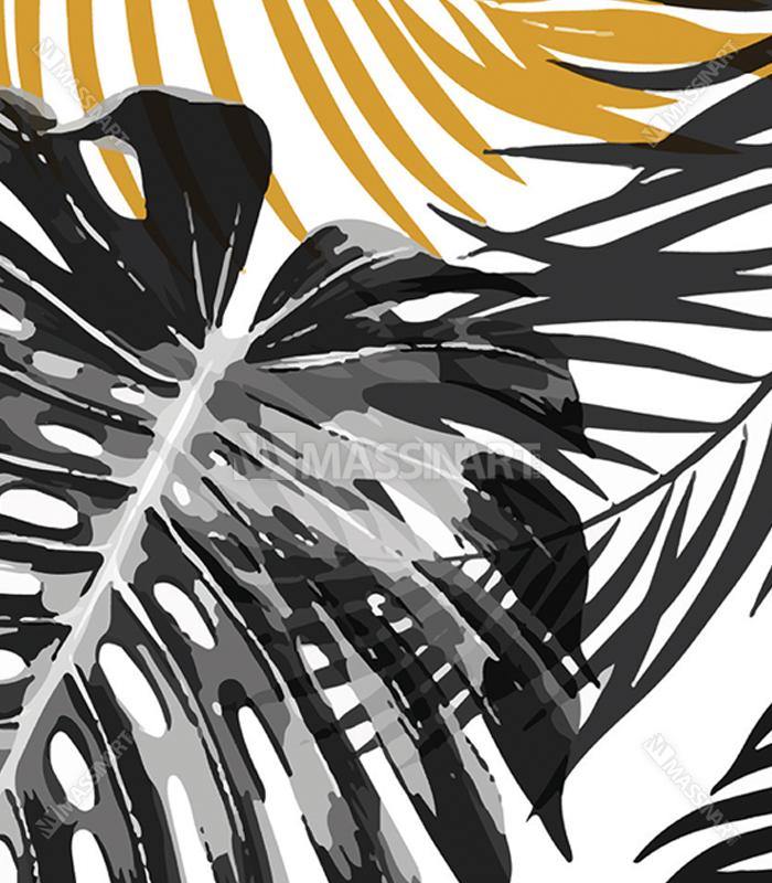 Golden and Black Leaves  - Set de tableaux modernes - Massinart.ma  décoration murale au Maroc